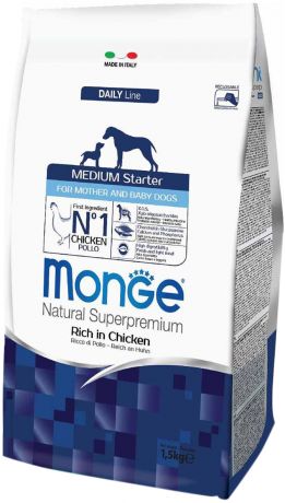 Monge Dog Medium Starter для щенков средних пород, беременных и кормящих сук (1,5 + 1,5 кг)