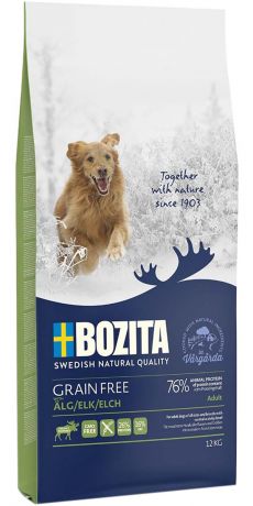 Bozita Grain Free Elk беззерновой для взрослых собак всех пород с нормальным уровнем активности с лосем (3,5 кг)