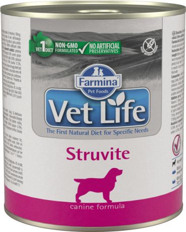 Farmina Vet Life Canin Struvite для взрослых собак при мочекаменной болезни (струвиты) 300 гр (300 гр х 6 шт)