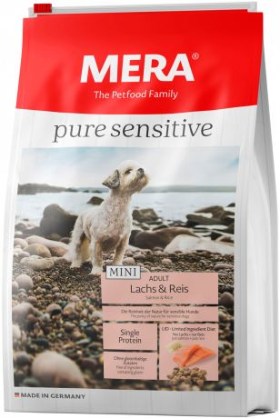 Mera Pure Sensitive Dog Adult Mini Lachs & Reis для взрослых собак маленьких пород с чувствительным пищеварением с лососем и рисом (1 кг)