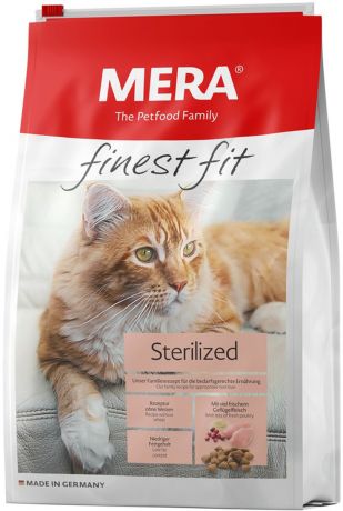 Mera Finest Fit Cat Sterilized для взрослых кастрированных котов и стерилизованных кошек с птицей (10 кг)