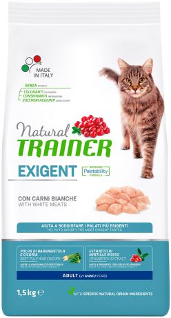 Trainer Natural Exigent Cat With White Meats для привередливых взрослых кошек с мясом (0,3 + 0,3 кг)