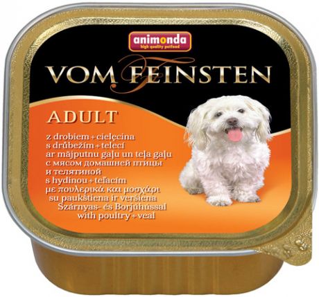 Animonda Vom Feinsten Adult Mit Geflugel & Kalb для взрослых собак с птицей и телятиной 150 гр (150 гр х 22 шт)