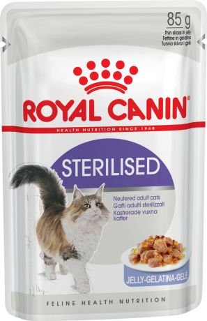 Royal Canin Sterilised для взрослых кастрированных котов и стерилизованных кошек в желе 85 гр (85 гр х 24 шт)