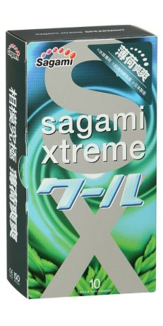 Латексные презервативы Sagami Xtreme Mint - 10 шт.