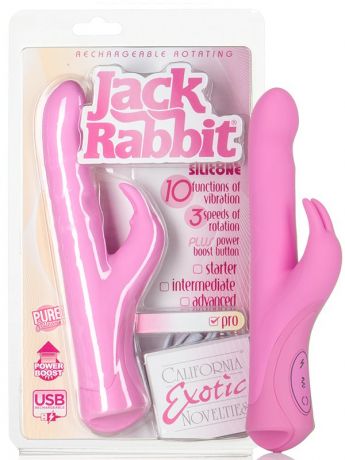 Вибромассажер Rechargeable Rotating Jack Rabbit со стимуляцией клитора – розовый