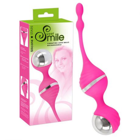 Вагинальные шарики с вибрацией Smile Love Balls - розовый