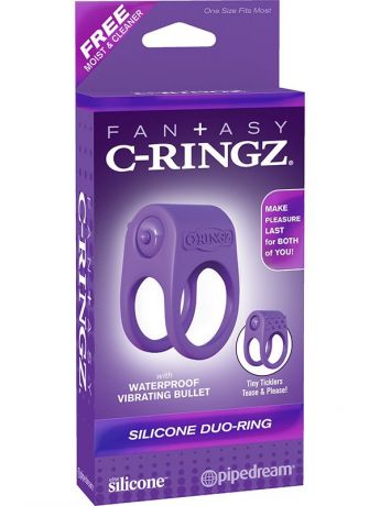 Эрекционное кольцо Duo-Ring на пенис и мошонку с вибрацией – фиолетовый