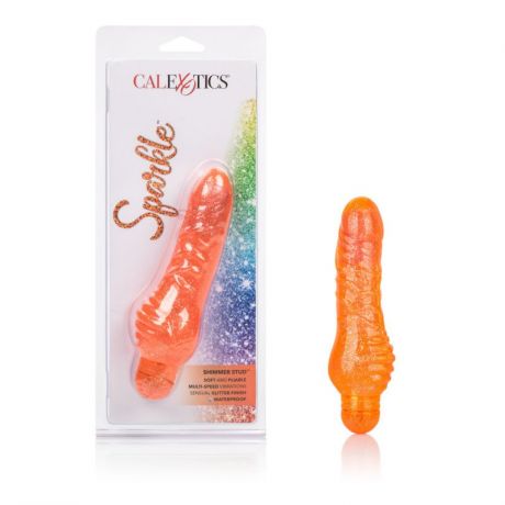 Блестящий вибромассажёр Calexotics Sparkle™ Shimmer Stud™- оранжевый