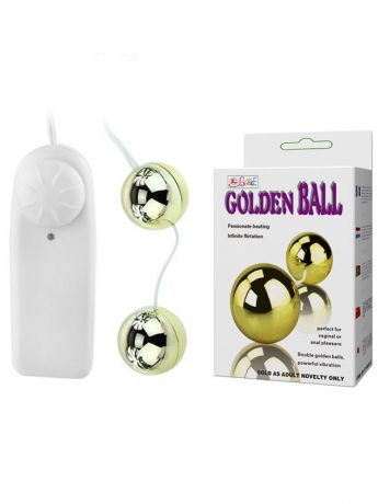 Шарики вагинальные гладкие Golden Ball с вибрацией и пультом управления – золотой