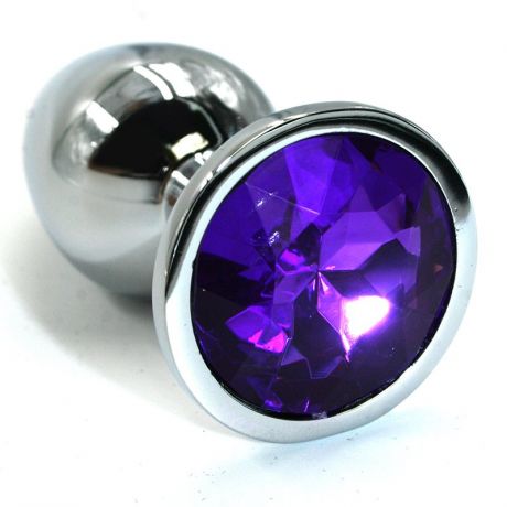 Маленькая алюминиевая анальная пробка Kanikule Small с кристаллом – серебристый с фиолетовым