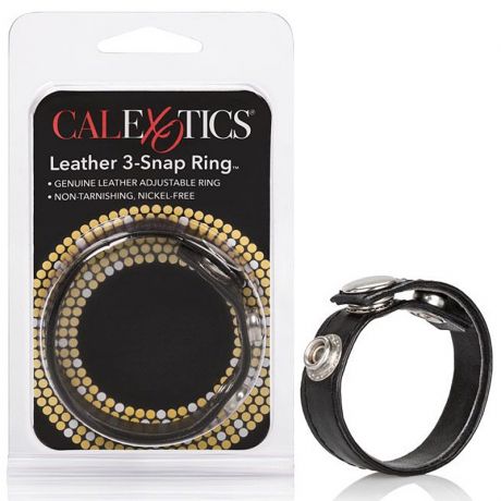 Кожаное кольцо на пенис 3-Snap Ring – черный