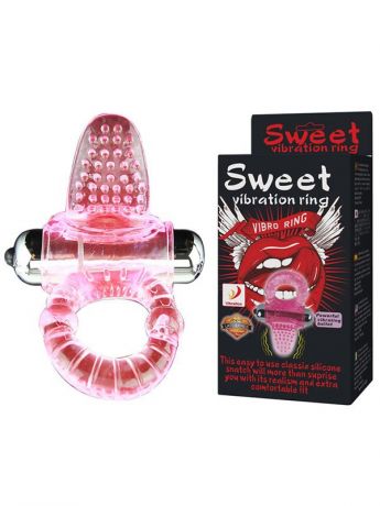 Эрекционное виброкольцо Sweet Vibration Ring с язычком – розовый