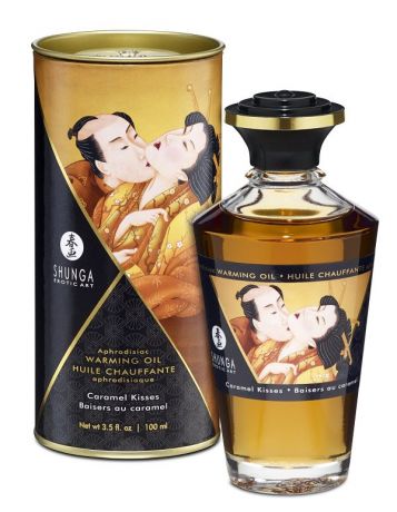 Съедобное разогревающее массажное масло Shunga Afrodisiac «Карамельный поцелуй» - 100 мл