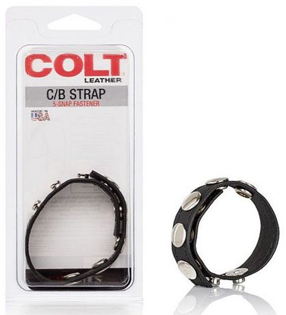 Кожаная утяжка на пенис Colt C/B Strap 5-Snap Fastener – черный