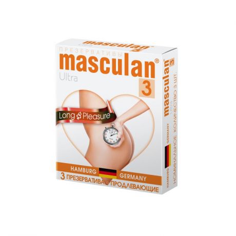 Презервативы Masculan 3 Ultra Продлевающие с колечками , пупырышками и анестетиком 3 шт