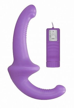 Безремневой страпон с вибрацией и пультом управления Vibrating Silicone Strapless Strapon, цвет фиолетовый