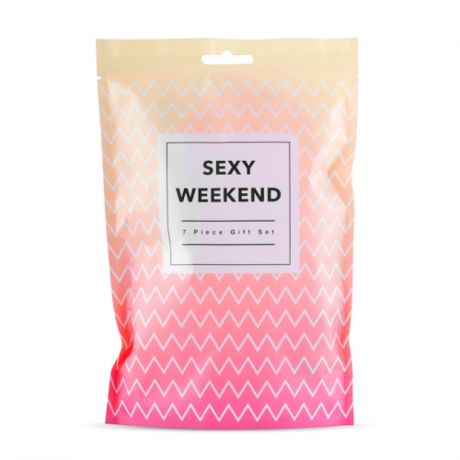 Вибромассажер LoveBoxxx - Sexy Weekend в комплекте с наручниками, щекоталкой с пером, пластиковым кубиком, кольцом на пенис, маской на глаза