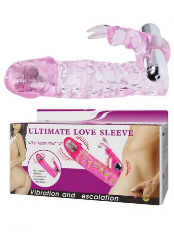 Удлиняющая насадка ажурная Ultimate Love Sleeve с 2-мя вибраторами – розовый