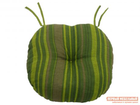 Круглая подушка-сидушка Первый Мебельный Подушка-сидушка хлопок набивной круглая с завязками с имитацией пуговиц