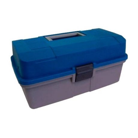 Ящик для рыбалки HELIOS двухполочный 33х20х16см синий/серый