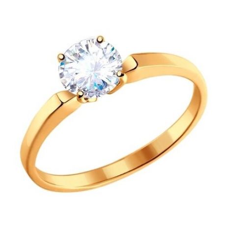 SOKOLOV Узкое помолвочное кольцо из золота с фианитом 010184, размер 18.5