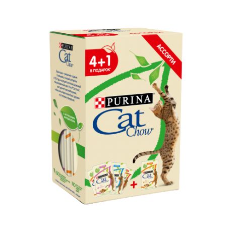 Корм для кошек CAT CHOW Ассорти 5шт. х 85 г (кусочки в желе)