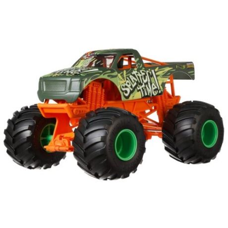 Монстр-трак Hot Wheels Monster Trucks Splatter Time (FYJ83/GCX22) 1:24 зеленый/оранжевый