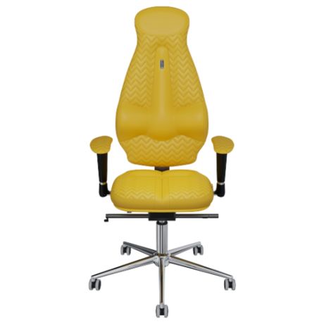 Компьютерное кресло Kulik System Galaxy для руководителя, обивка: искусственная кожа, цвет: 0211 желтый/ дизайнерский шов