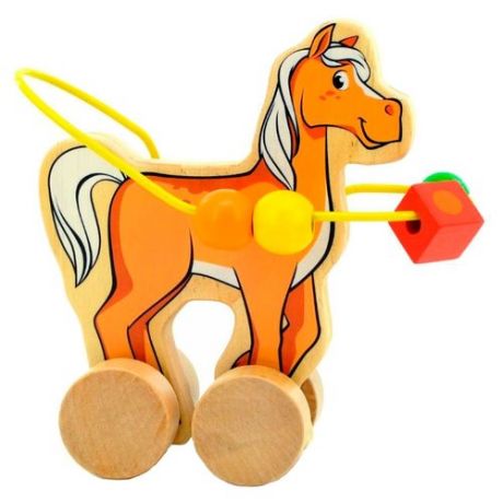 Каталка-игрушка Мир деревянных игрушек Лошадь (Д364) оранжевый