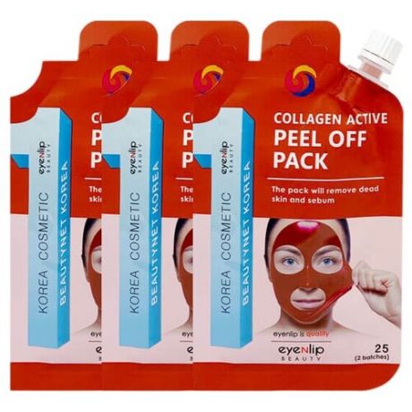 Eyenlip Collagen Active Peel off Pack Очищающая маска-плёнка с коллагеном, 25 г, 3 шт.