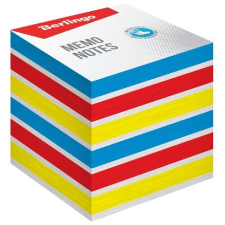 Berlingo блок для записи Rainbow, 8 х 8 х 8 см (LNn_01339) синий/красный/желтый