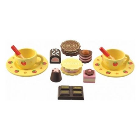Набор продуктов с посудой Мир деревянных игрушек Чайный разноцветный