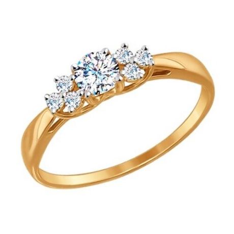 SOKOLOV Помолвочное кольцо из золота со Swarovski Zirconia 81010274, размер 16.5