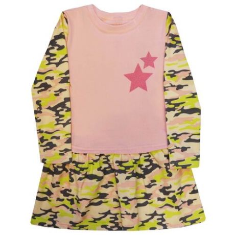 Платье KotMarKot Futer Military размер 98, хаки/розовый