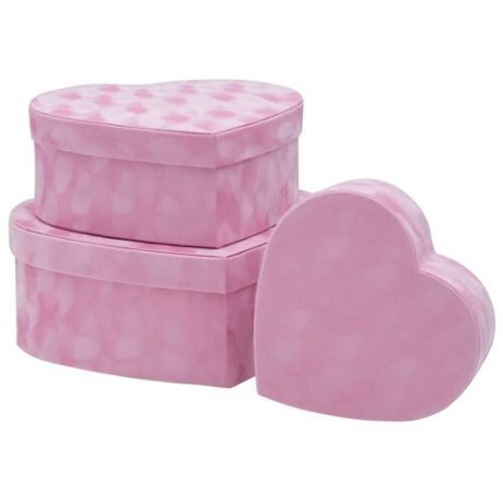 Набор подарочных коробок Yiwu Youda Import and Export Сердце, 3 шт. розовый