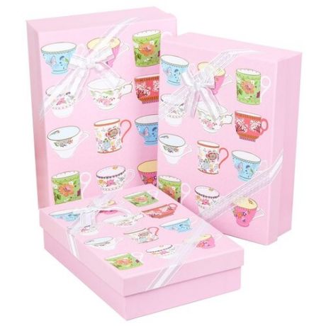 Набор подарочных коробок Yiwu Youda Import and Export Чаепитие, 3 шт. розовый
