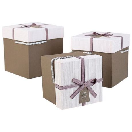 Набор подарочных коробок Yiwu Zhousima Crafts Квадратные, 3 шт бежевый