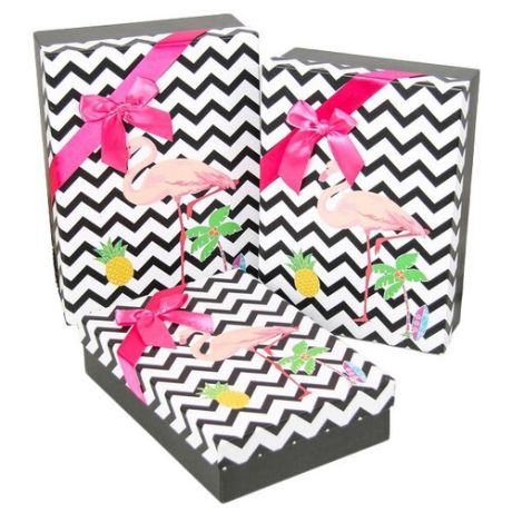Набор подарочных коробок Yiwu Zhousima Crafts Фламинго, 3 шт черный