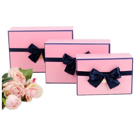 Набор подарочных коробок Yiwu Zhousima Crafts 2963194 - 95, 3 шт. розовый