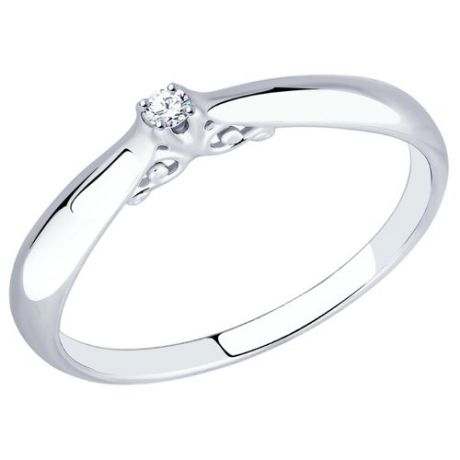 SOKOLOV Помолвочное кольцо из серебра с бриллиантом 87010011, размер 17