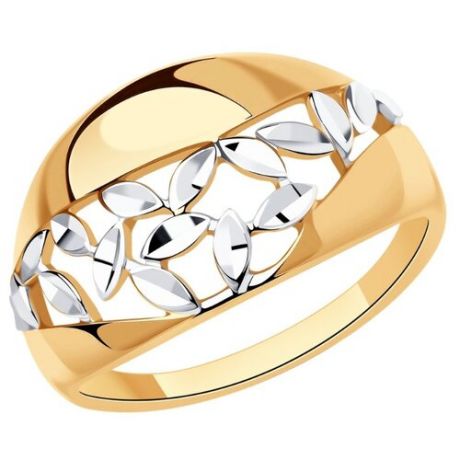 Diamant Кольцо из золочёного серебра с и алмазной гранью 93-110-00763-1, размер 17