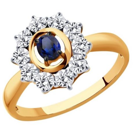 Diamant Кольцо из комбинированного золота с сапфиром 51-210-00998-1, размер 16.5