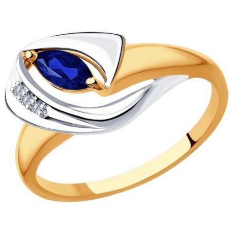 Diamant Кольцо из золота с бриллиантами и сапфиром 51-210-00537-1, размер 18
