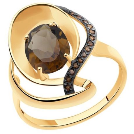 Diamant Кольцо из золота с раухтопазом и фианитами 51-310-00927-2, размер 18