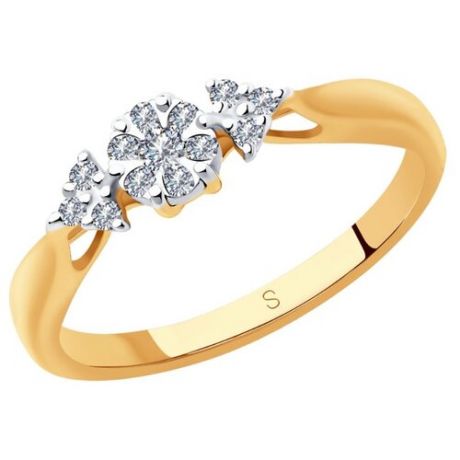 SOKOLOV Помолвочное кольцо из комбинированного золота с бриллиантами 1011481, размер 18