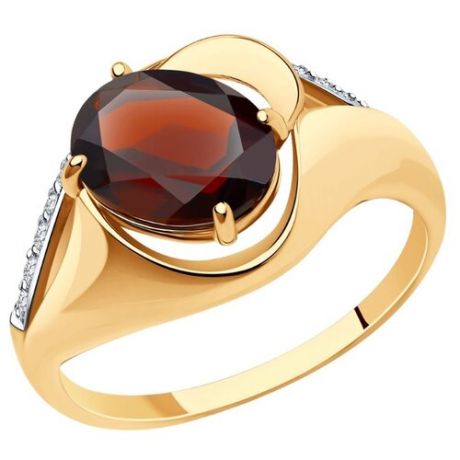 Diamant Кольцо из золота с гранатом и фианитами 51-310-00924-2, размер 19
