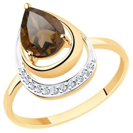 Diamant Кольцо из золота с раухтопазом и фианитами 51-310-00527-2, размер 19