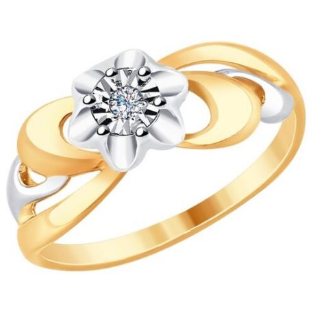 Diamant Кольцо из комбинированного золота с бриллиантом 51-210-00021-1, размер 17.5