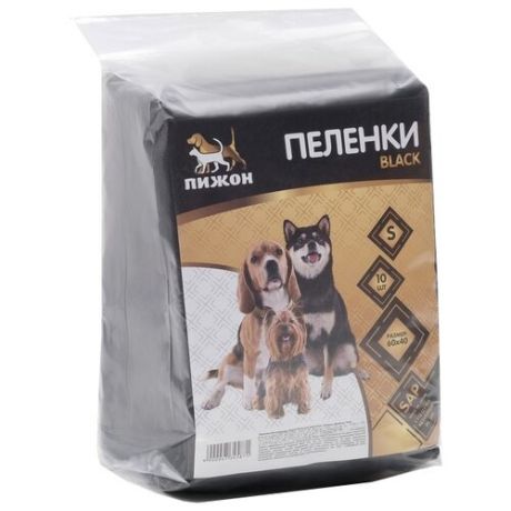 Пеленки для собак впитывающие Пижон гелевые Black 60х40 см black 10 шт.